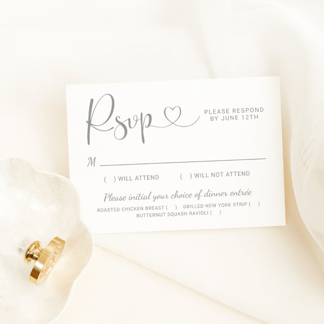 Modern Silver Heart Calligraphy-skript Bröllop OSA Kort (Skapare uppladdad)