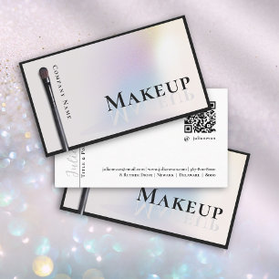 Modern Silver HoloGraph Makeup Artist Visitkort