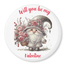 Modern Silver hues blommigt basket valentine gnome
