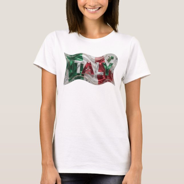 Modern Silver ITALIEN 3D Text Konst T Shirt (Framsida)