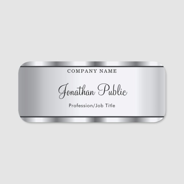 Modern Silver-mall för kalligrafiktext Namnbricka (Framsida)