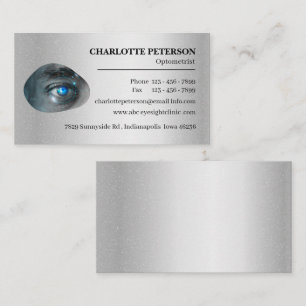 Modern Silver Metall Optometrist Visitkort