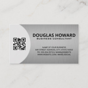 Modern Silver Metallic QR Visitkort
