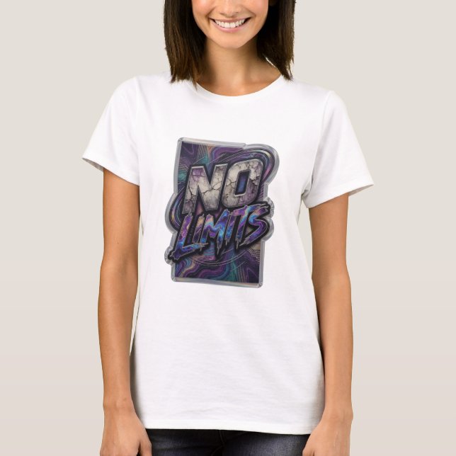 Modern Silver NO LIMITS Slogan T-shirt (Framsida)