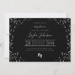 Modern, Silver och Black Baby Shower-inbjudan Inbjudningar