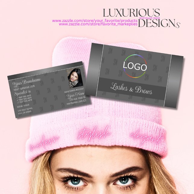 Modern Silver och Grått med Initialer Professionel Visitkort (Skapare uppladdad)