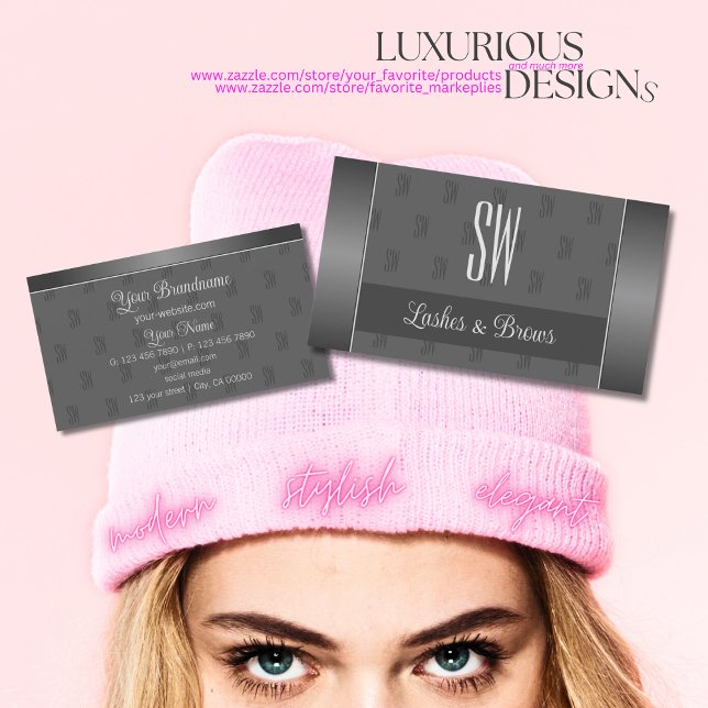 Modern Silver och Grått med Monogram-Professionell Visitkort (Skapare uppladdad)