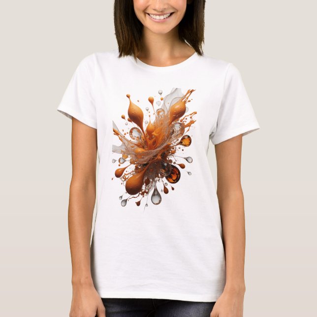 Modern Silver ORANGE SPLASH Tryck T Shirt (Framsida)
