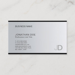 Modern Silver Professionell Monogram Elegant Plain Visitkort