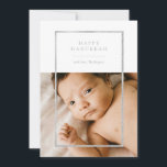 Modern Silver Ram Hanukkah Photo Julkort<br><div class="desc">Elegant faux silver foil ram,  Lycklig Hanukkah Helgdag fotokort. Funktioner,  ett foto på framsidan och två fotomallar på baksidan av kortet med koordinerande bakgrunder för silver och vita färg.</div>