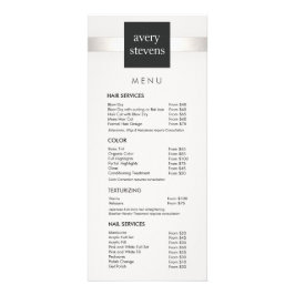 Modern Silver-rand-Black and White Salon Menu Reklamkort