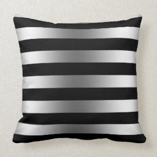 Modern Silver Rand Black-bakgrund Kudde