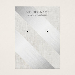 Modern Silver Rand Faux Linen Earring Visning Visitkort