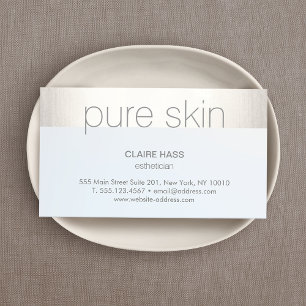 Modern Silver Rand Light Blue Esthetician Spa Visitkort
