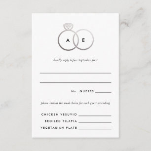 Modern Silver Ringar Bröllop OSA-svarskort Tilläggskort