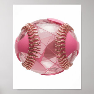 Modern Silver Rosa BASEBALL Statement Design Poster