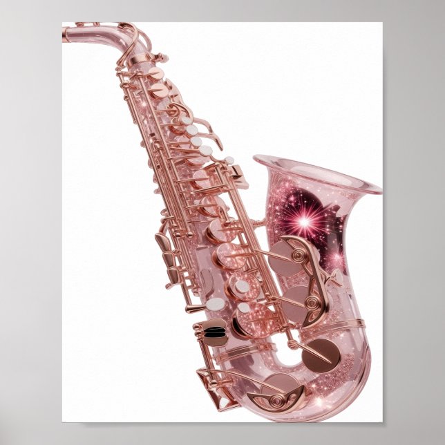Modern Silver ROSÉGULD SAXOFON Modern Design Poster (Framsidan)