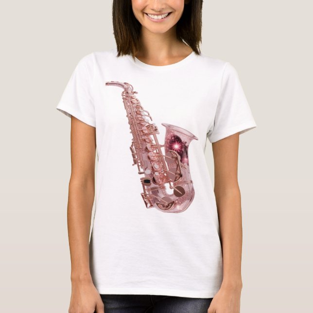 Modern Silver ROSÉGULD SAXOFON Modern Design T Shirt (Framsida)
