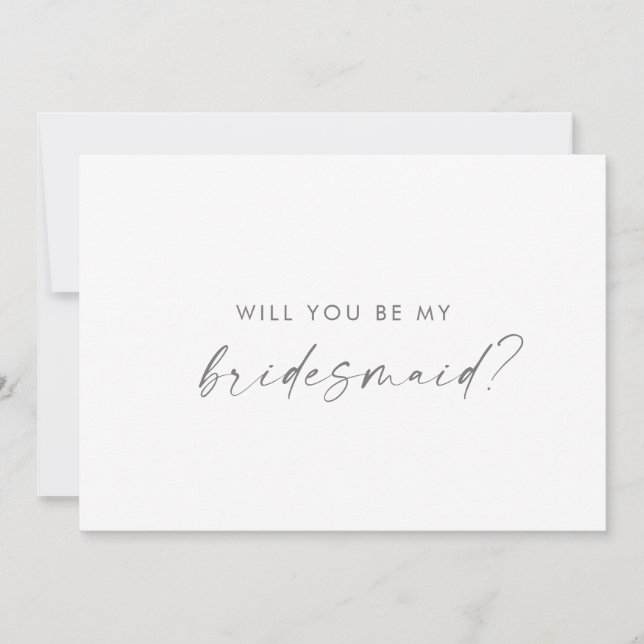 Modern Silver Script Bridesmaid Frieri kort (Framsida)