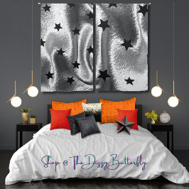 Modern Silver Sheen Black Star Mönster