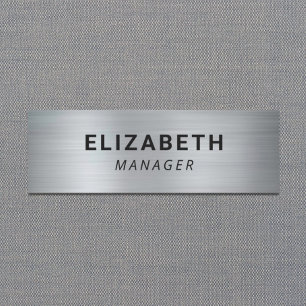 Modern Silver Simple Namnbricka