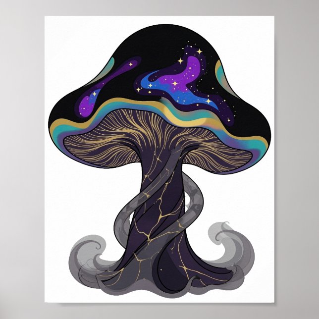 Modern Silver SPACE MUSHROOM slogan design Poster (Framsidan)