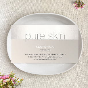 Modern Silver Taupe Esthetician Spa Visitkort