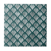 Modern Silver Teal Elegant Art Deco