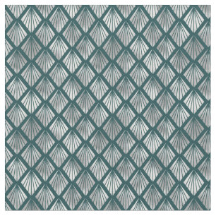 Modern Silver Teal Elegant Art Deco Tyg