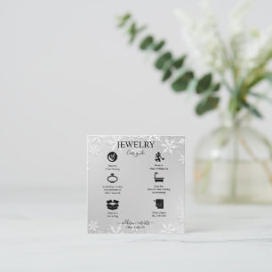 Modern Silver Winter Snöflingor Fyrkantigt Visitkort