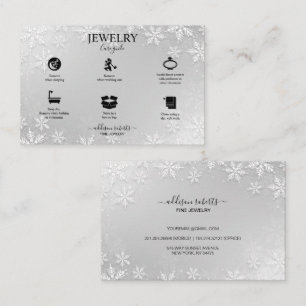 Modern Silver Winter Snöflingor Visitkort