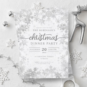 Modern Silver Winter Wonderland jul Party Inbjudningar