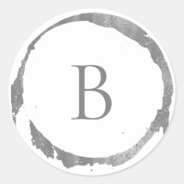 Modern silverfolieglitter gnistrande monogram runt klistermärke