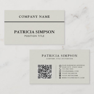 Modern Silvergrå QR-kod Professionell Minimalistis Visitkort