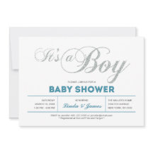 Modern silverpar baby shower-inbjudan