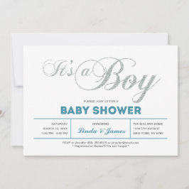 Modern silverpar baby shower-inbjudan inbjudningar
