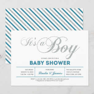 Modern silverpar baby shower-inbjudan inbjudningar