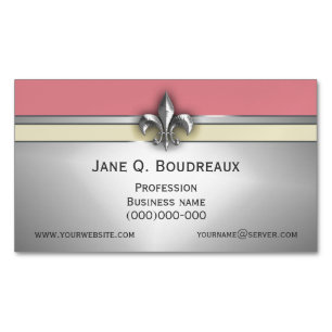 Modern silverrosagult Fleur de Lis Magnetiska Visitkort
