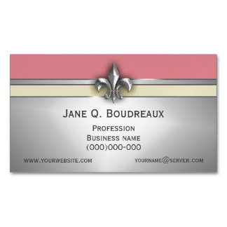 Modern silverrosagult Fleur de Lis Magnetiska Visitkort