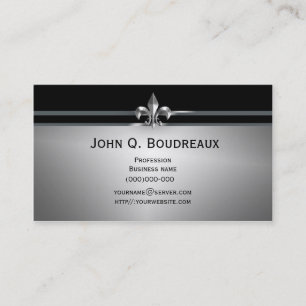 Modern silversvart Fleur de Lis Visitkort