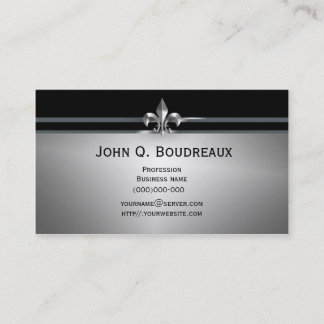 Modern silversvart Fleur de Lis Visitkort