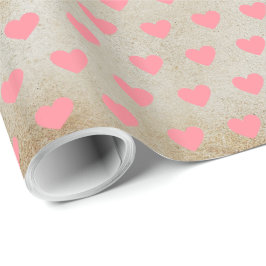 Modern Simine Rosa Hearts Faux Kraft Presentpapper