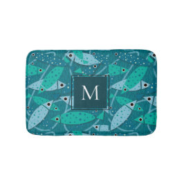 Modern simming Fish Mönster Monogram Badrumsmatta