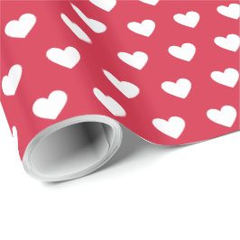 Modern Simone Valentine White Hearts Red Mönster Presentpapper