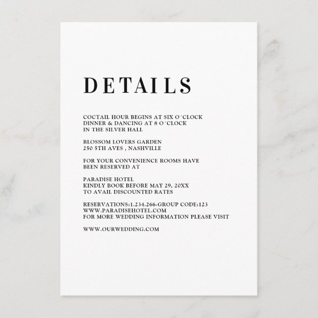 Modern, simpel, frisch - Hochzeit-höljekort Tilläggskort (Framsida)