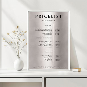 Modern Simpel Silver Salon Pris List Poster