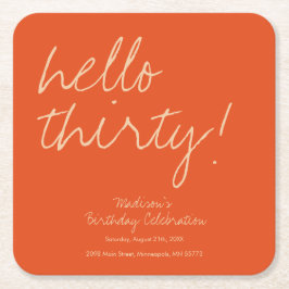 Modern Simple 30års födelsedag Underlägg Papper Kvadrat