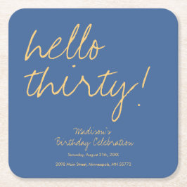 Modern Simple 30års födelsedag Underlägg Papper Kvadrat