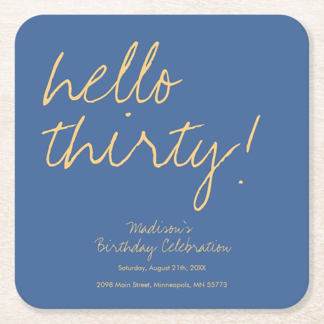 Modern Simple 30års födelsedag Underlägg Papper Kvadrat (Framsidan)