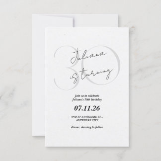 Modern, Simple 30th Birthday Invitation Inbjudningar